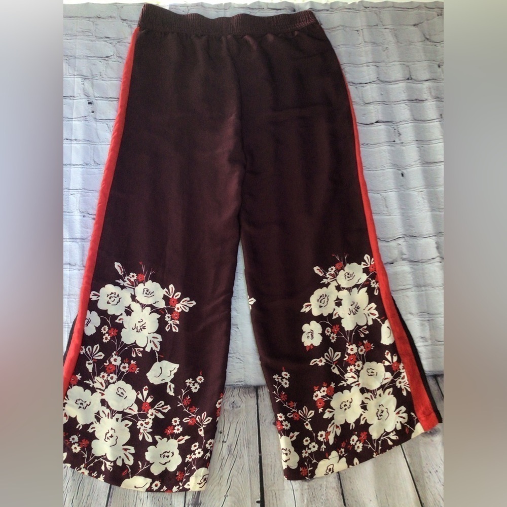 Aerie women’s size large burgundy floral split wide leg lounge pants